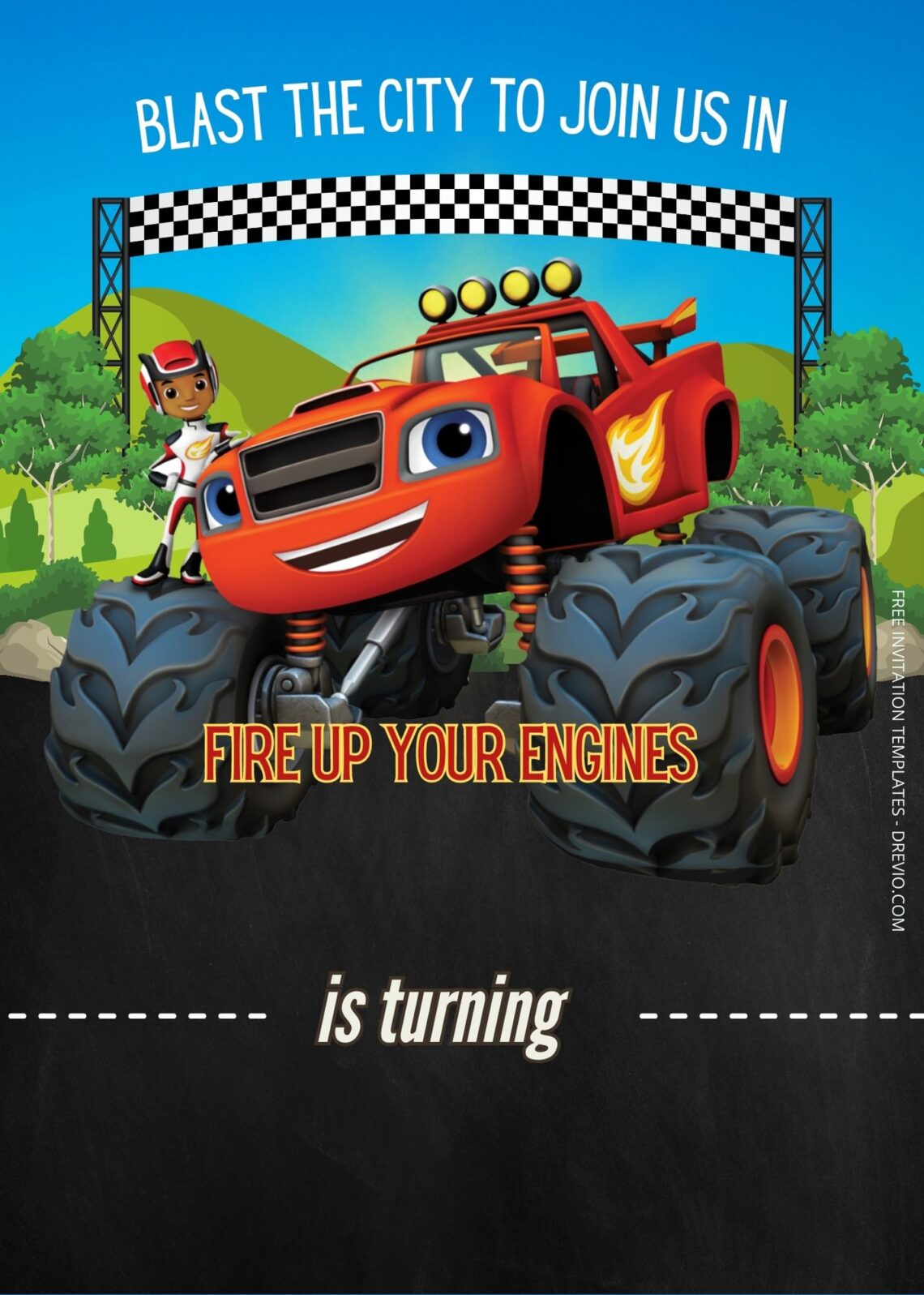 Free Blaze And Monster Machines Birthday Invitation Templates Drevio