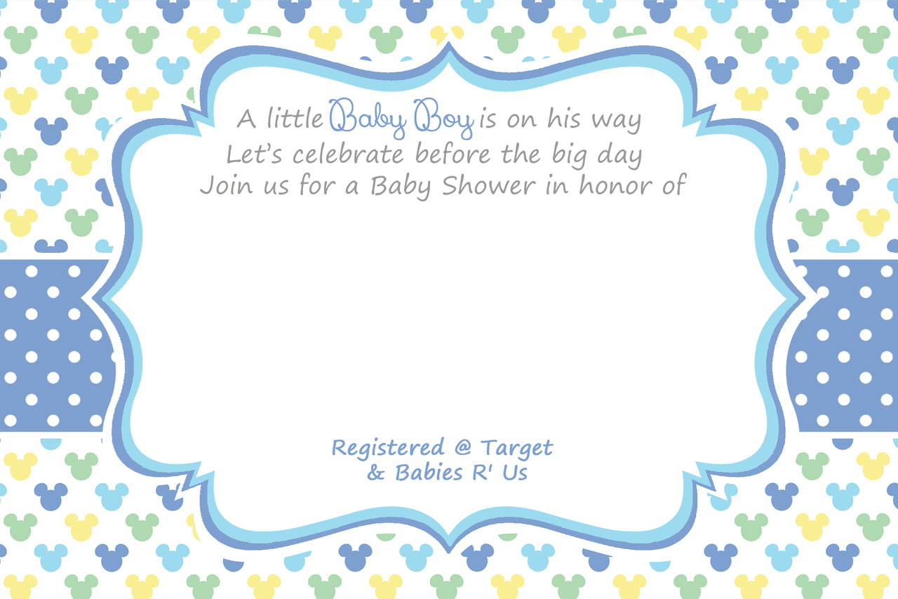 Blank Mickey Boy Baby Shower Invitation