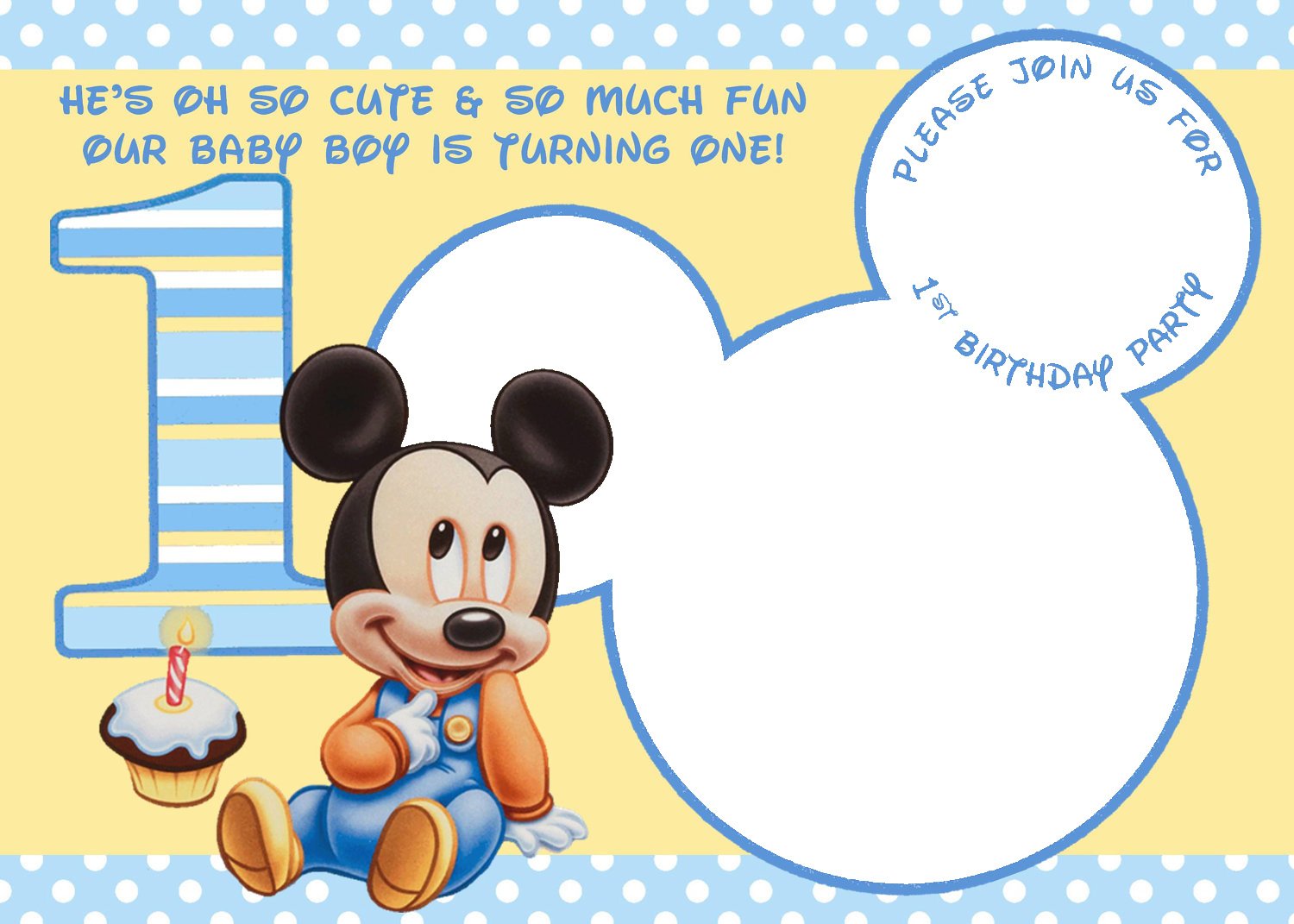 Free Printable Mickey Mouse 1st Birthday Invitations Template Download Hundreds Free Printable Birthday Invitation Templates