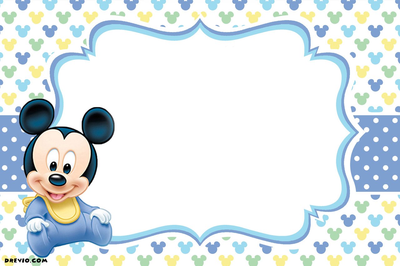 FREE Printable 1st Mickey Mouse Birthday Invitation Calm Blue 
