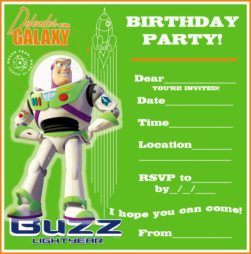 Free Printable Buzz Lightyear Birthday Invitation Templates For Boys