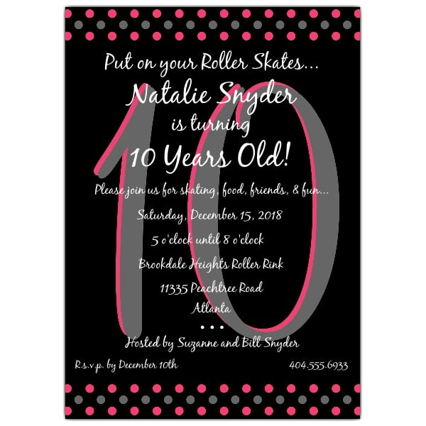 Pink grey 10th Birthday Invitations