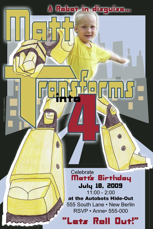 Bumblebee poster birthday invitation