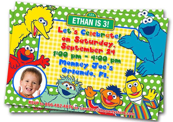 FREE Printable Sesame Street Photo Birthday Invitations | Download ...