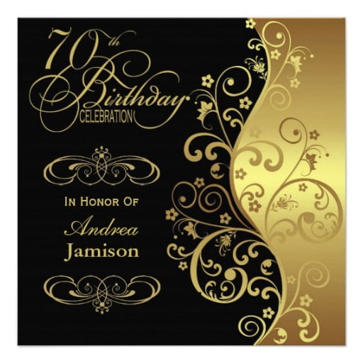 luxurious 70th birthday invitations card