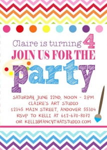 Art Themed Birthday Party Invitations | Download Hundreds FREE ...