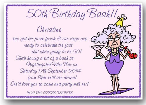 50th birthday invitation wording funny