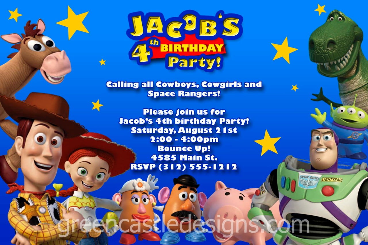 rex personalized toy story birthday invitations