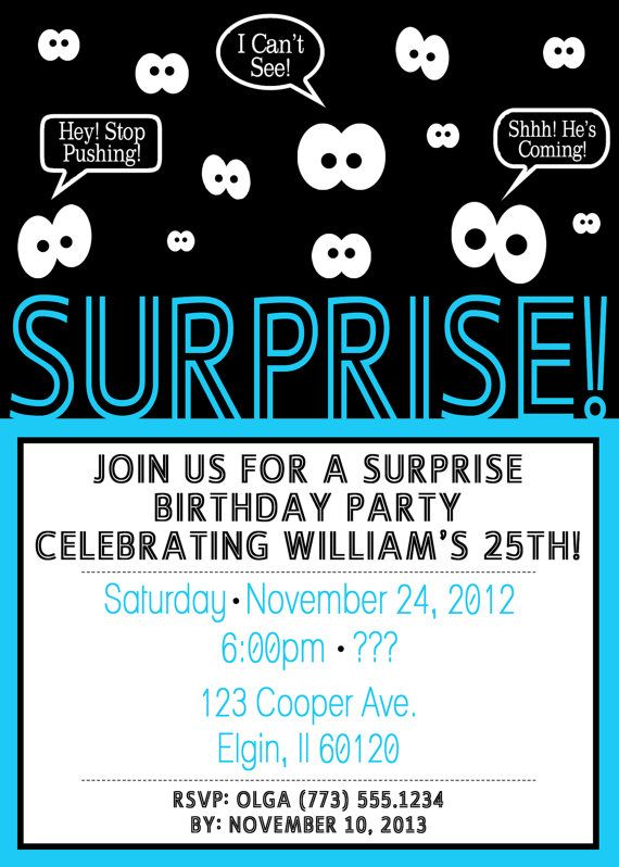 eyes surprise birthday invitations for men