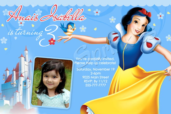 photos snow white birthday party invitations