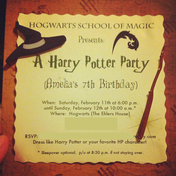 Harry Potter Birthday Invitation