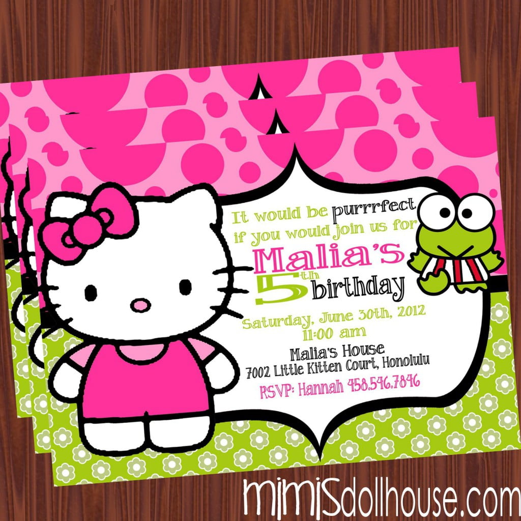 frog hello kitty birthday invitations