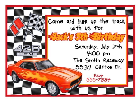 FREE Printable Race Car Birthday Party Invitations - Updated! - Drevio ...