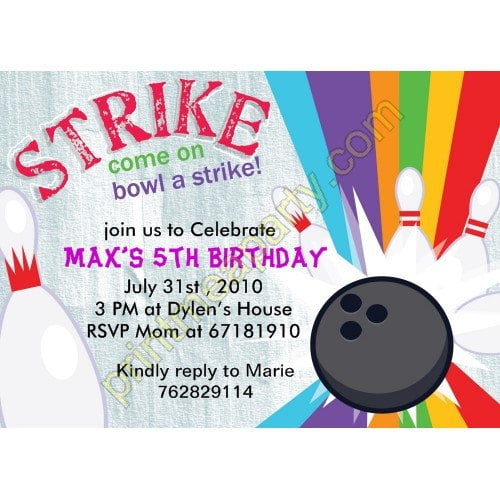 strike free printable bowling birthday invitations