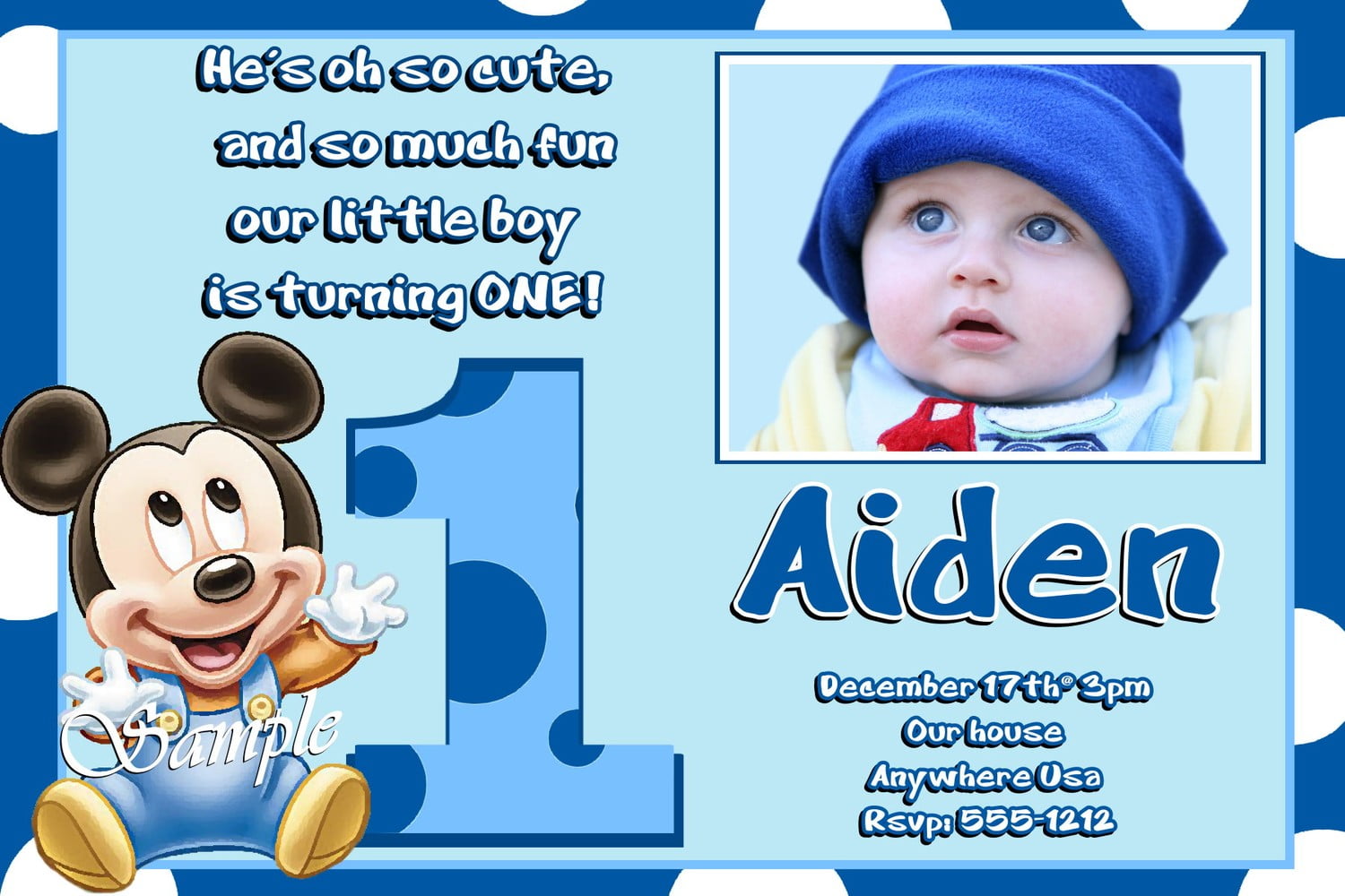 baby free mickey mouse birthday invitations