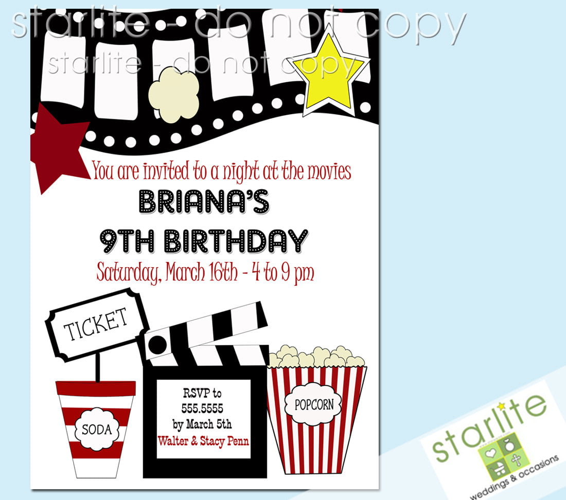 film kids birthday party invitations templates free printable