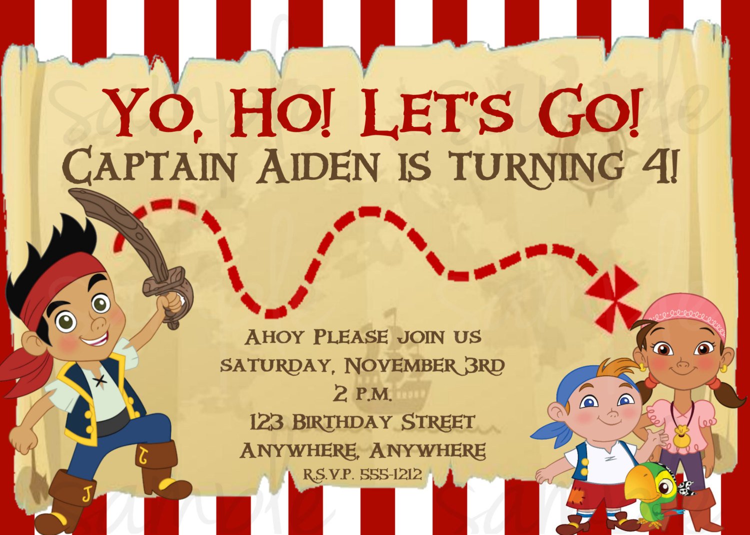 Приглашение на детский день рождения Пиратская вечеринка