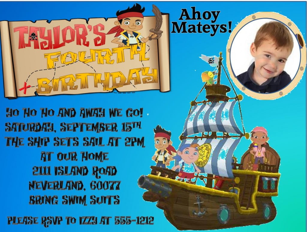 Free Jake And The Neverland Pirates Birthday Invitations - Drevio ...