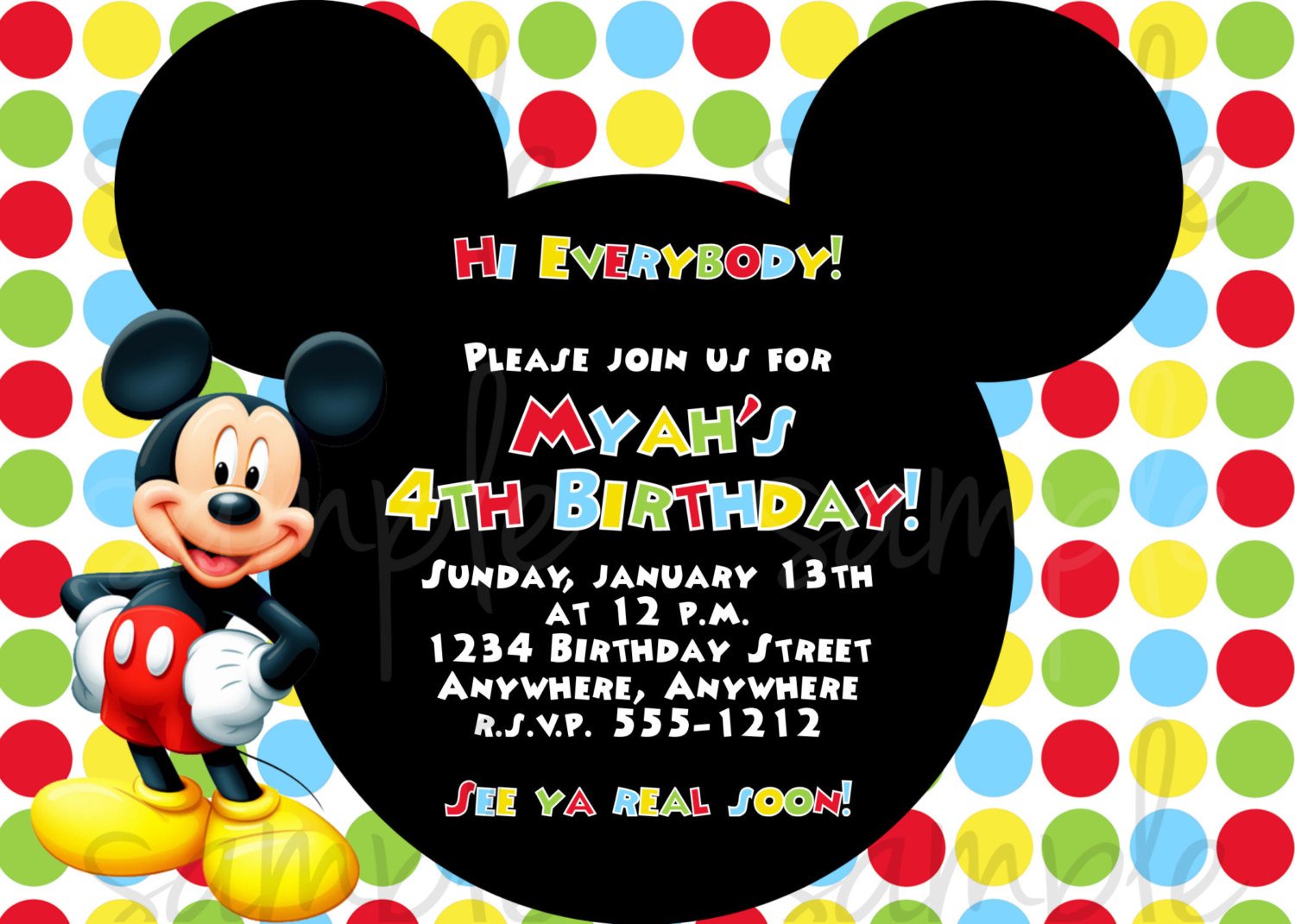 colorful free printable mickey mouse invitations birthday