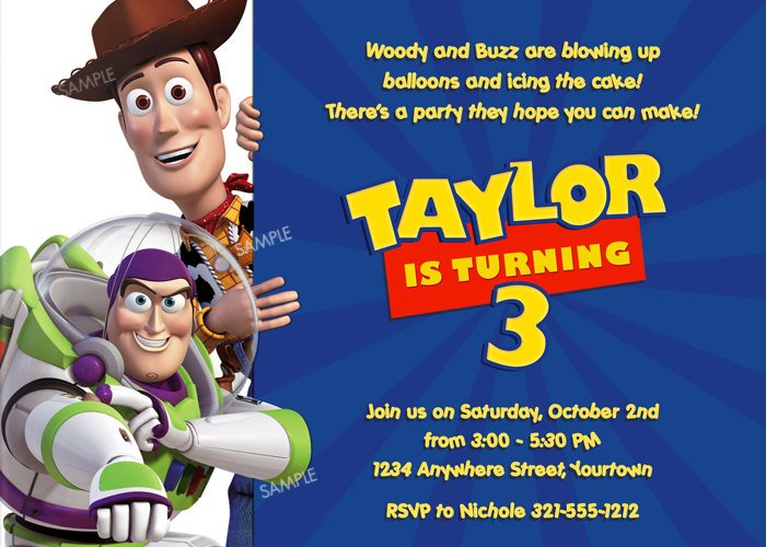 buzz lightyear personalized toy story birthday invitations