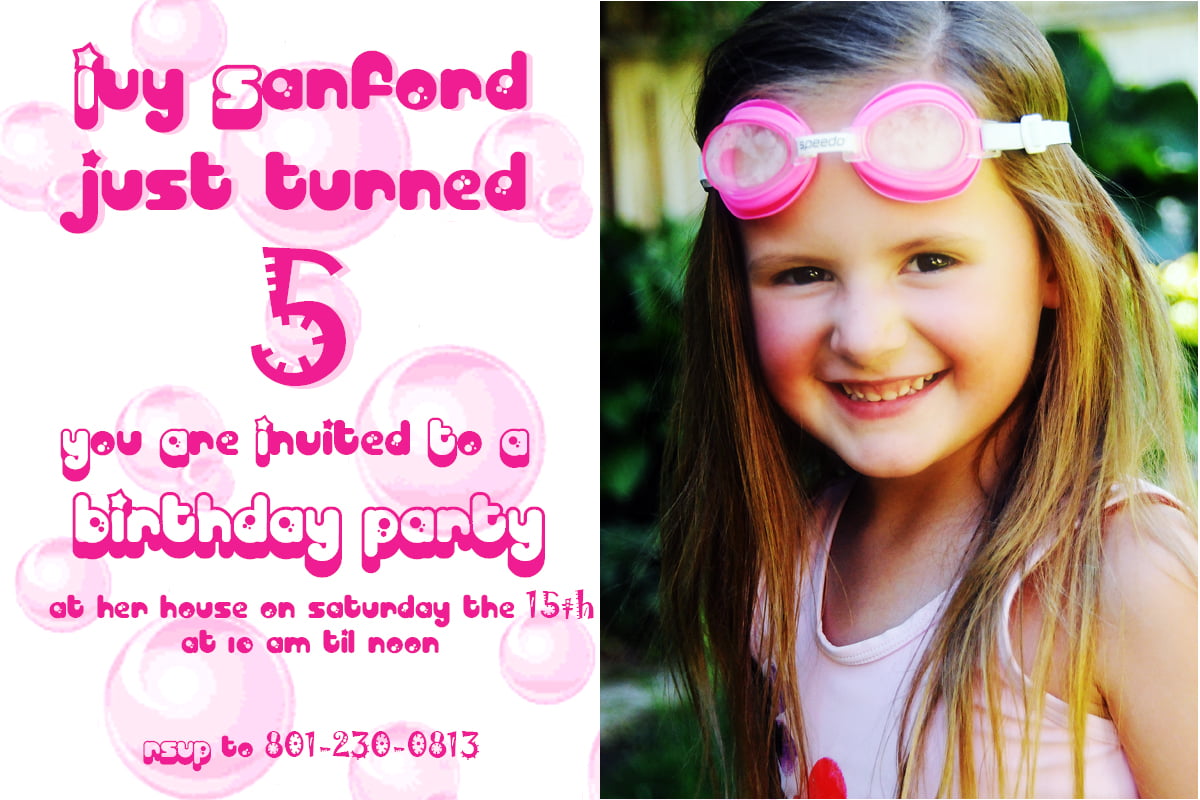 girl 5 years old birthday party invitations wording