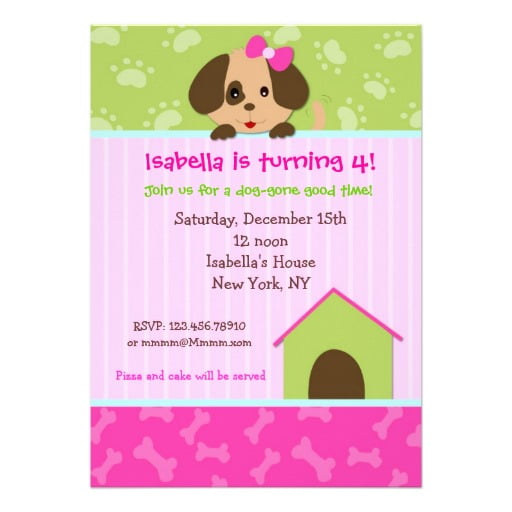 doggy dog themed birthday party invitations