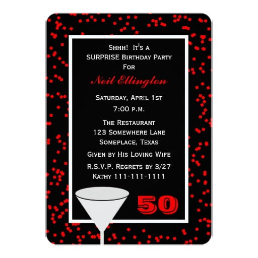 wine surprise 50th birthday party invitations wording