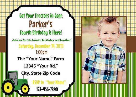 kids john deere printable birthday invitations