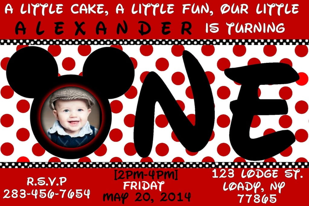 FREE Mickey Mouse 1st Birthday Invitations Ideas | Download Hundreds ...