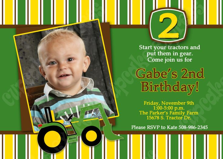 boy john deere printable birthday invitations