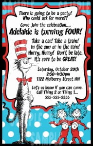 Free Printable Cat In The Hat Birthday Party Invitations Template 