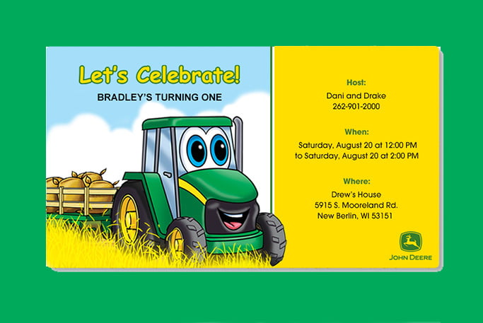 cars john deere printable birthday invitations