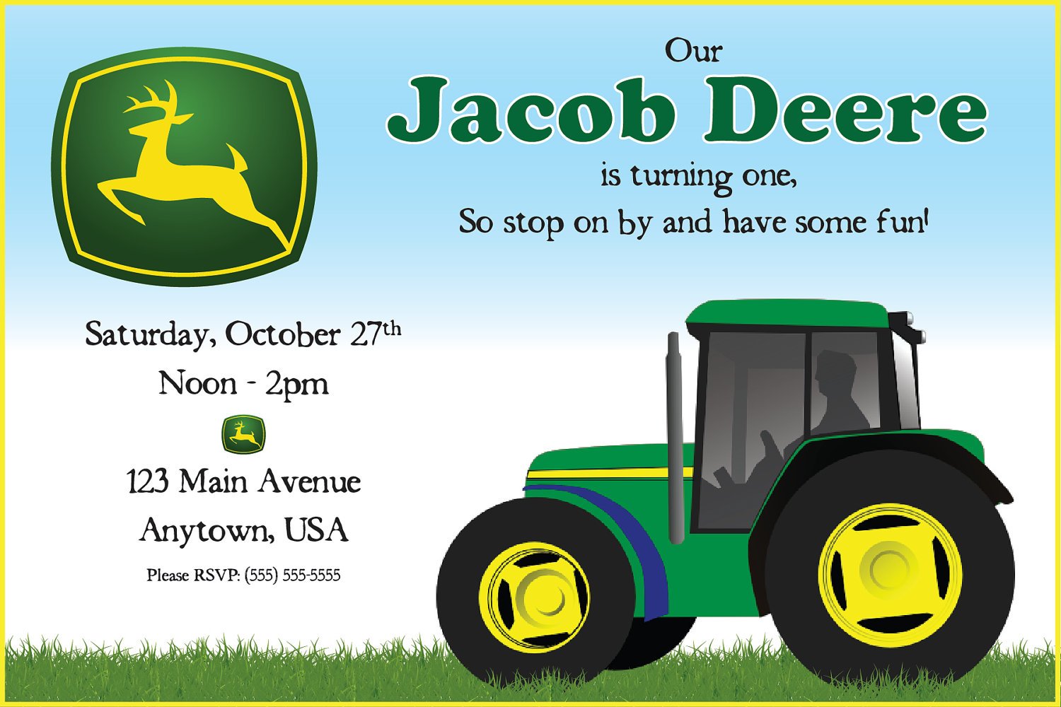 truck john deere printable birthday invitations