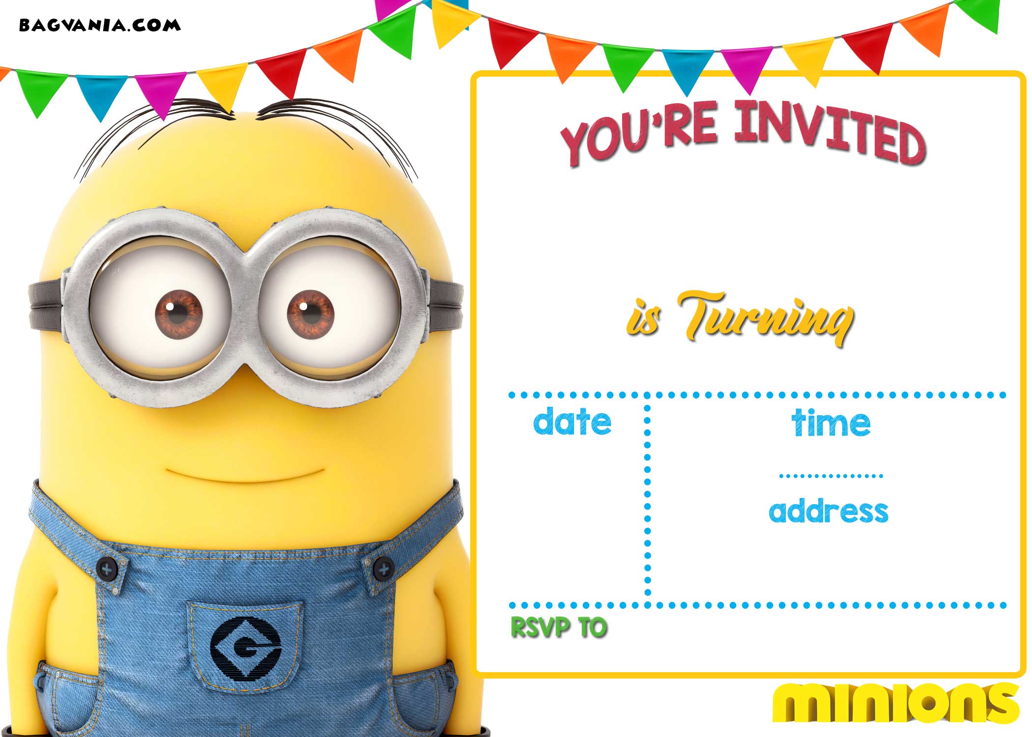 FREE Printable Minion Birthday Party Invitations Ideas Template 