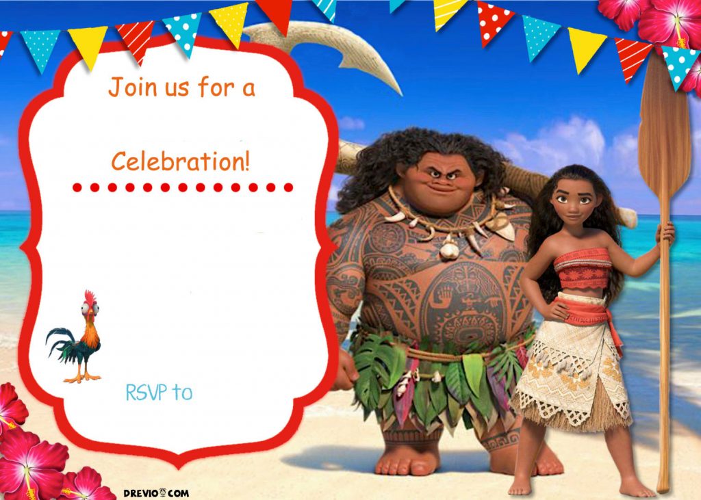 Free Moana Birthday Invitation Template - Drevio : Free And Printable ...