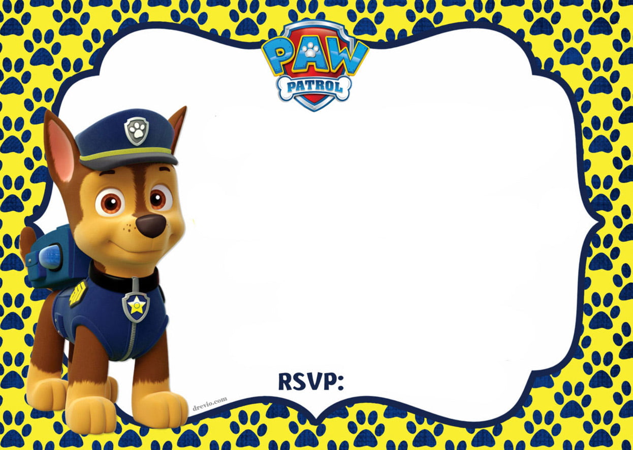 Blank Chase Paw Patrol Invitation Template