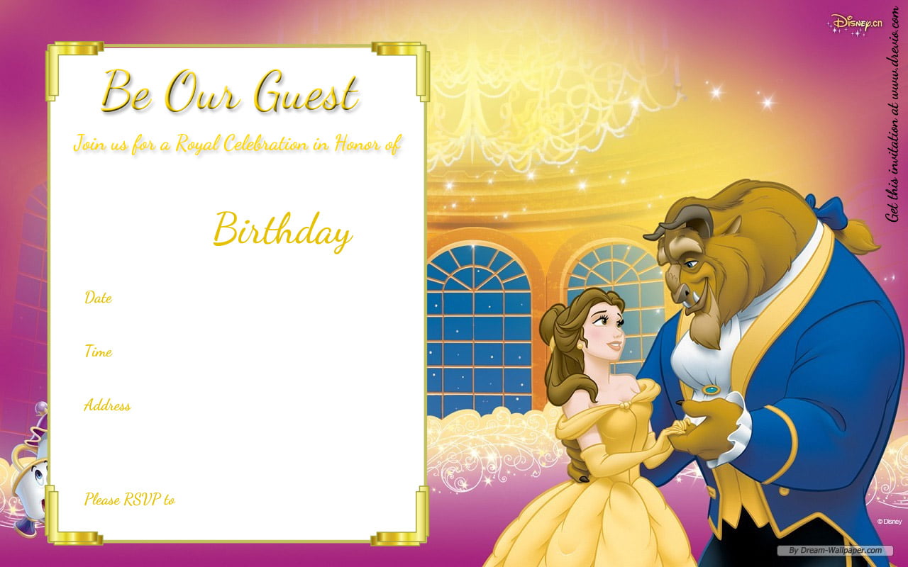 FREE Printable Beauty and The Beast 2017 Invitation