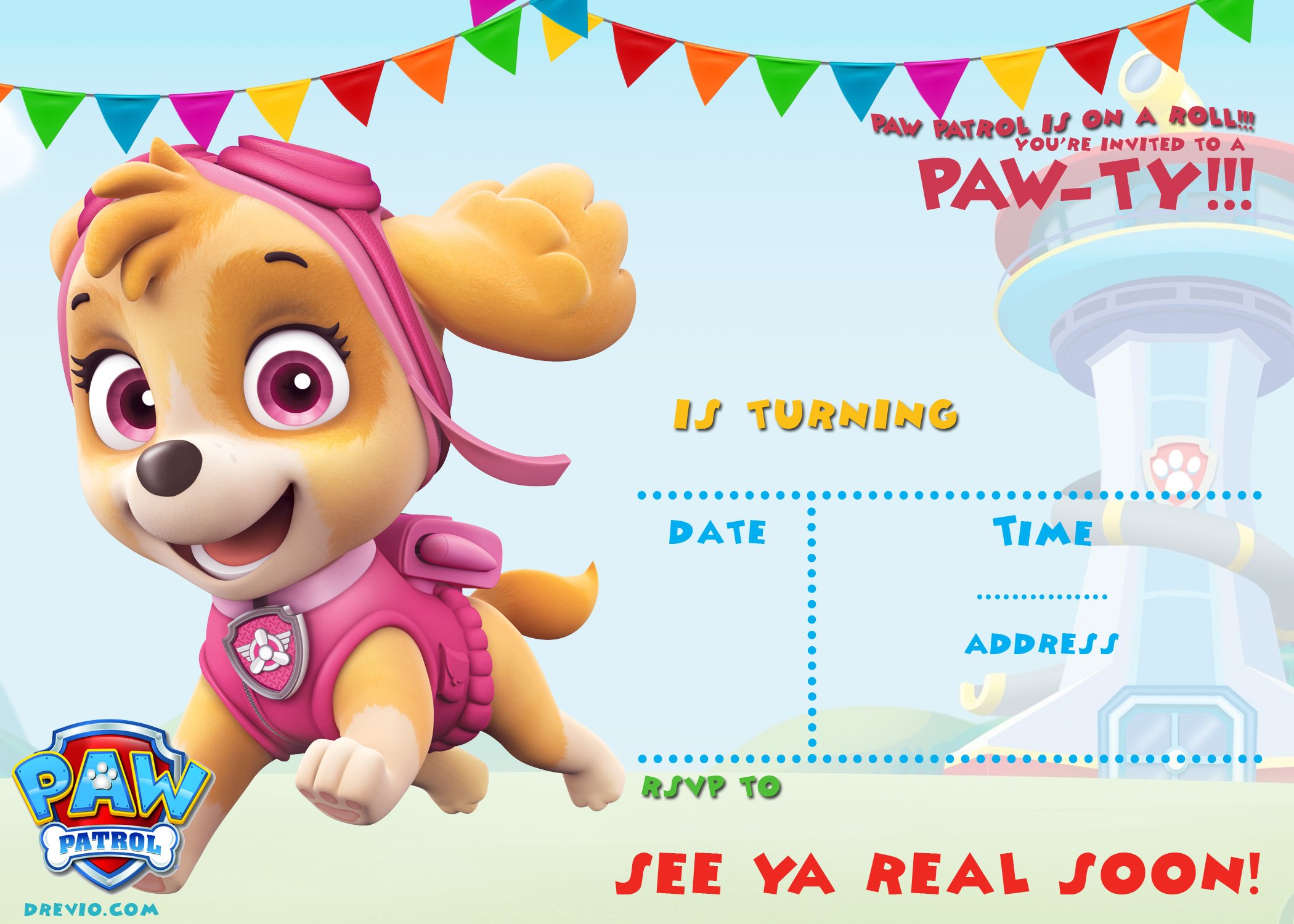 FREE Printable Paw Patrol Invitation Template All Characters