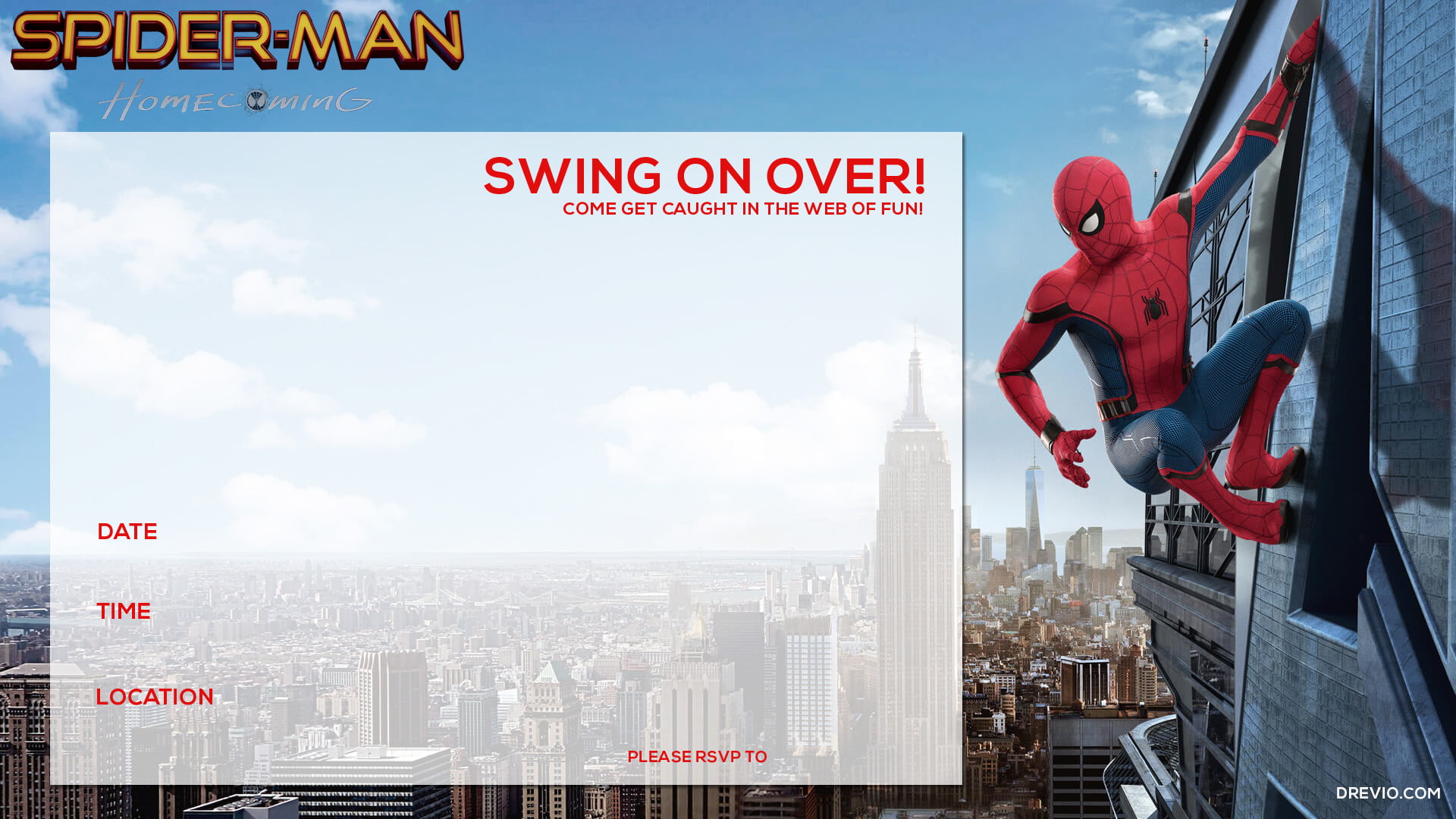 Free Printable Spiderman Homecoming Birthday Invitation