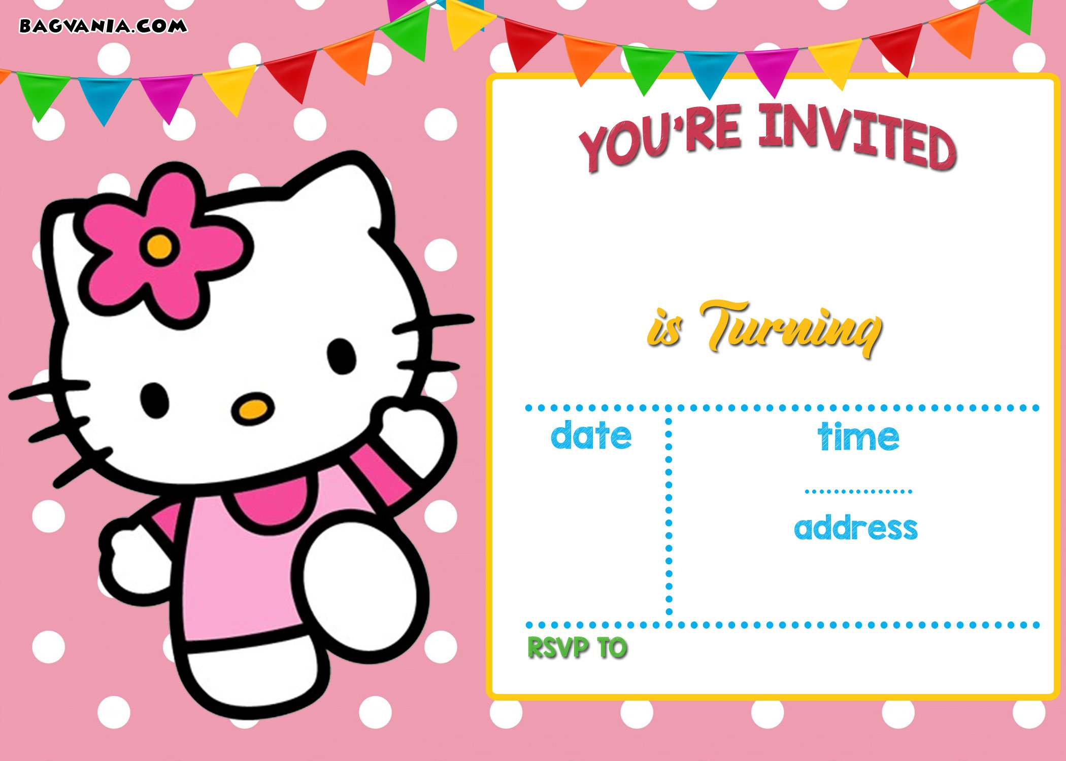 FREE Hello Kitty Invitation Templates  Download Hundreds FREE Inside Hello Kitty Birthday Card Template Free