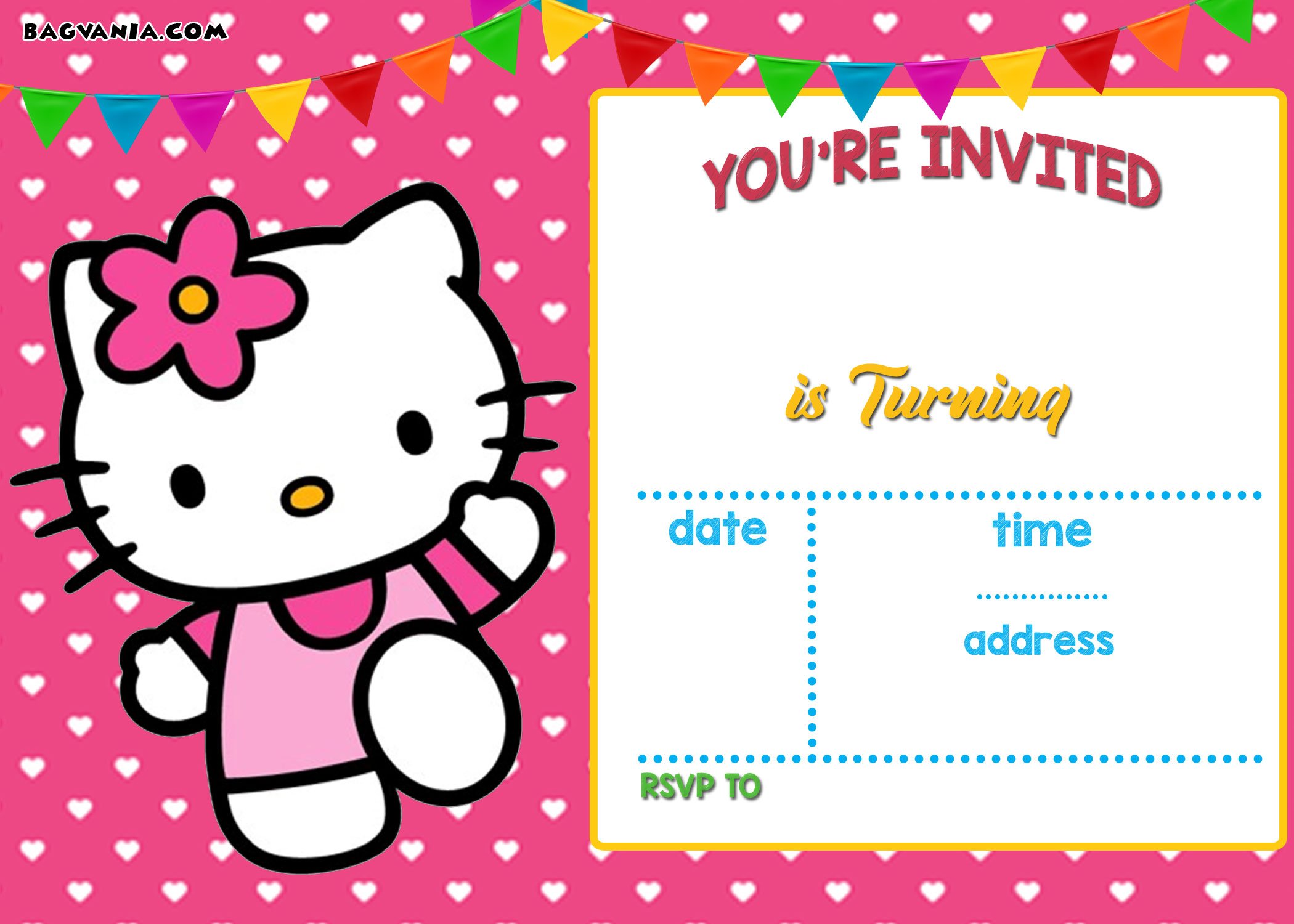 FREE Hello Kitty Invitation Templates | Download Hundreds FREE PRINTABLE Birthday  Invitation Templates