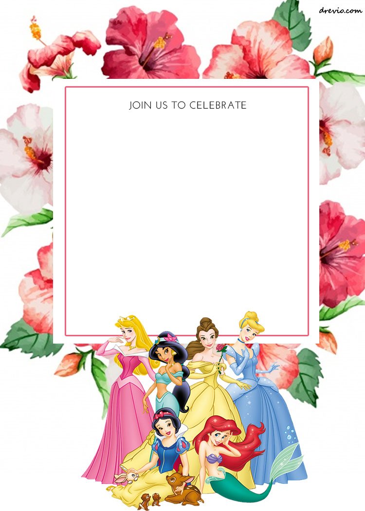 FREE-Printable-Disney-Princesses-Floral-Invitation-Template