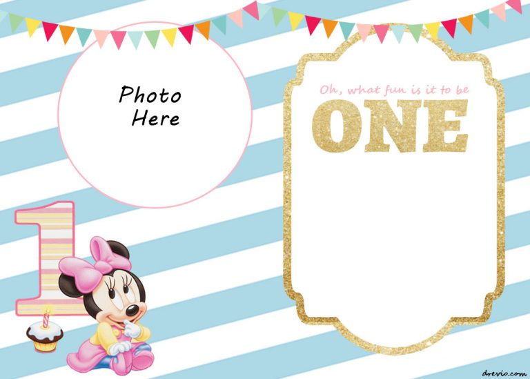 FREE Printable Minnie Mouse 1st Invitation Templates | Download ...