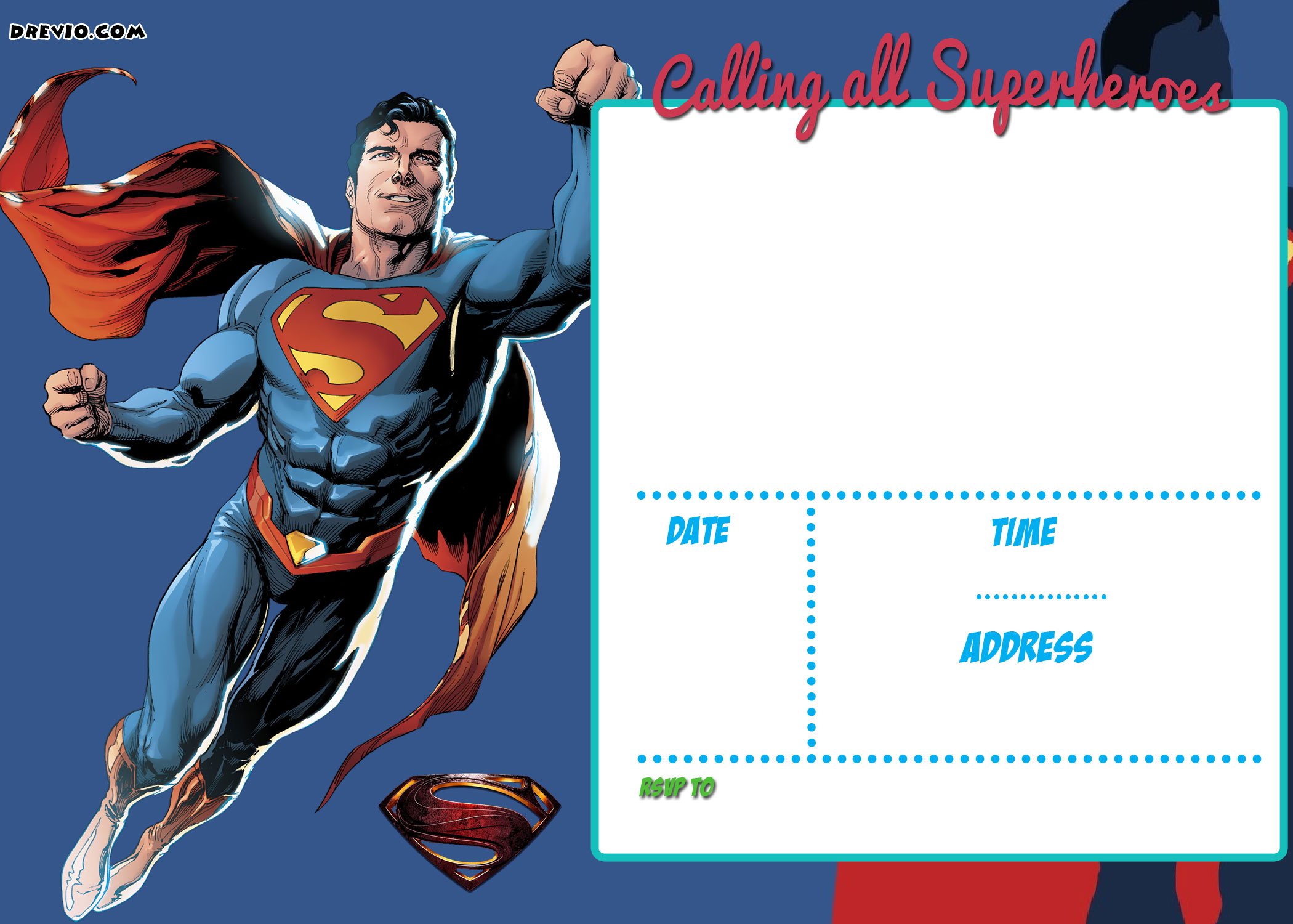 FREE Printable Justice League Invitation Template  Download Inside Superman Birthday Card Template