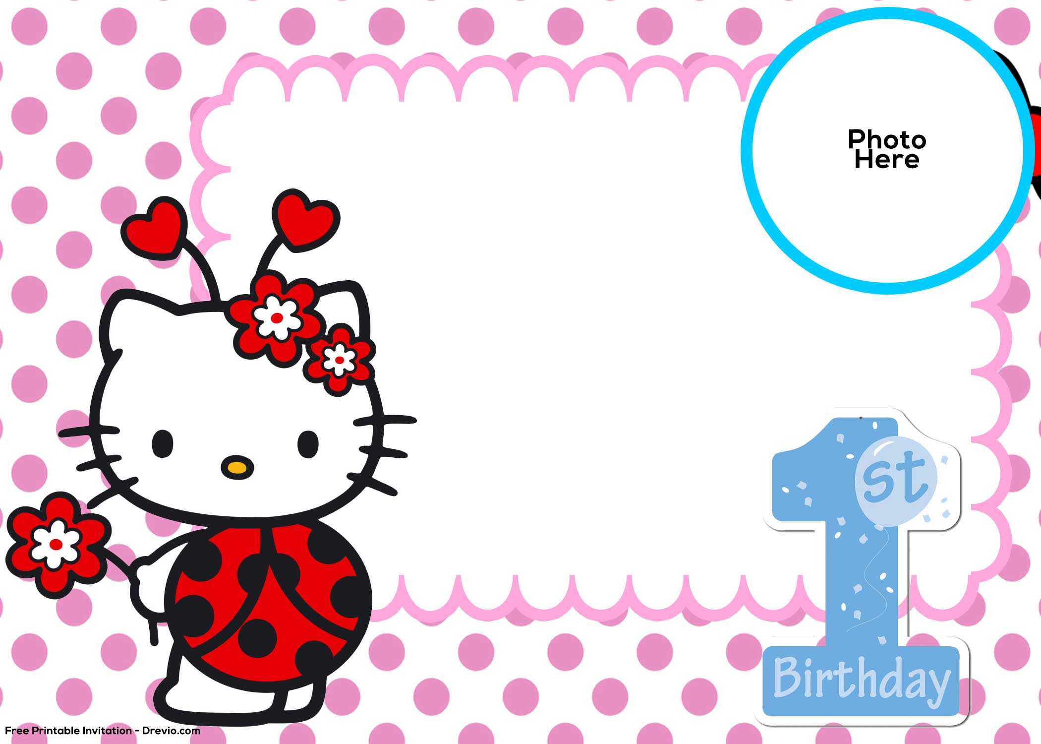 free hello kitty 1st birthday invitation template | download
