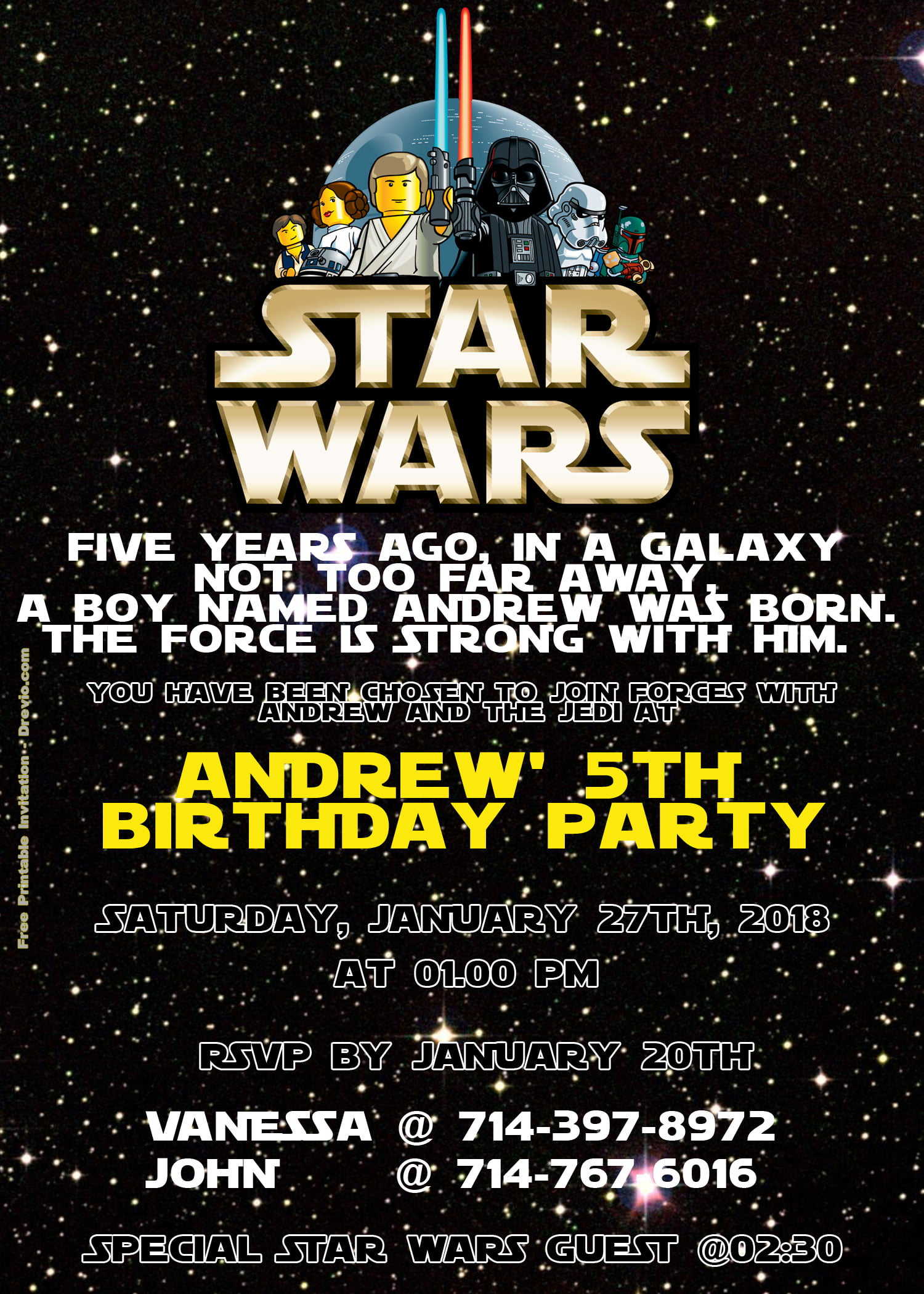 Invitation Template of FREE LEGO Star Wars Birthday Invitation PSD Download 4