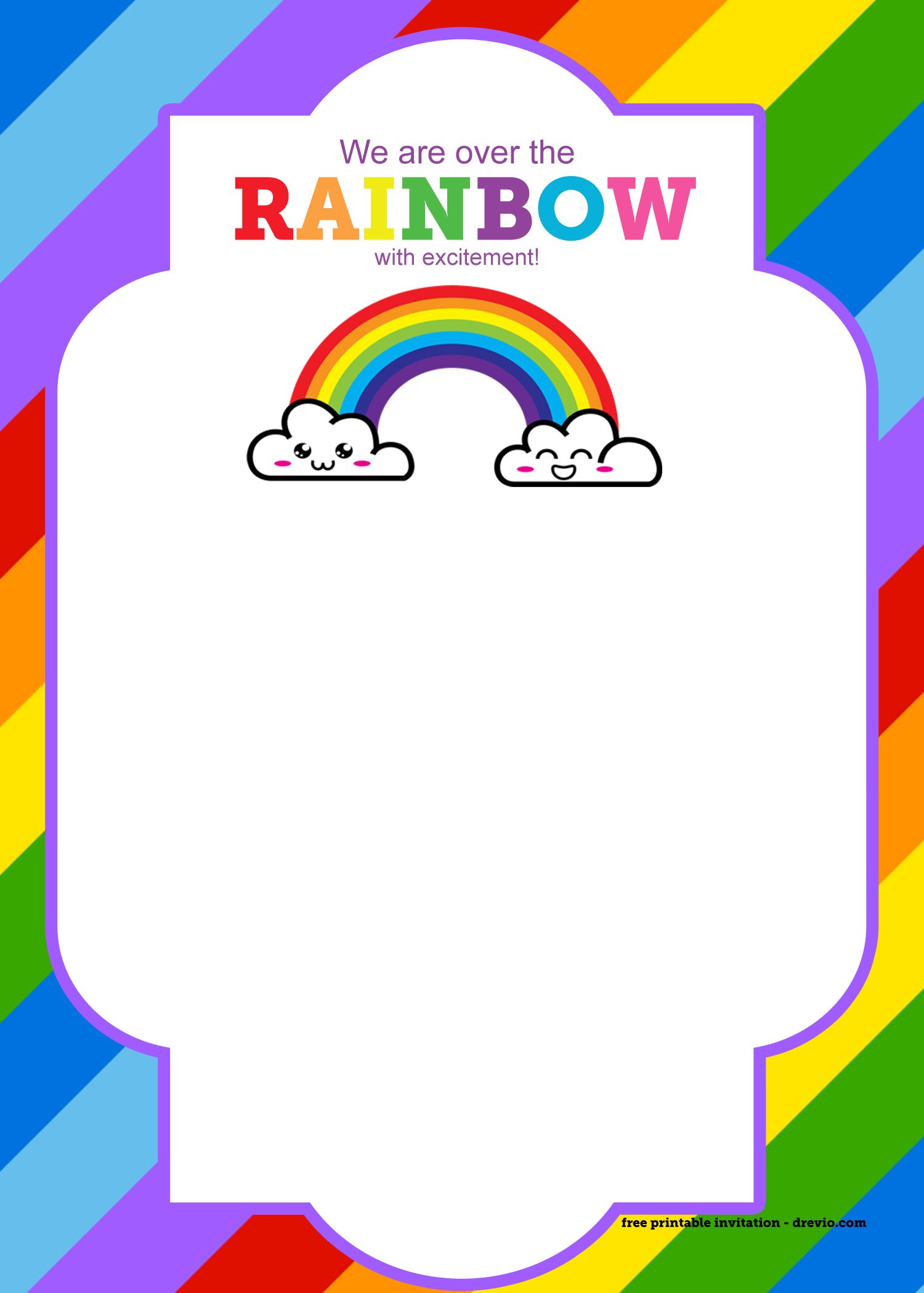 FREE Printable Rainbow Invitation Template + Thank You Card Download