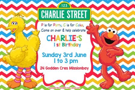 FREE Sesame Street Colorful Chevron Invitation Template | Download ...