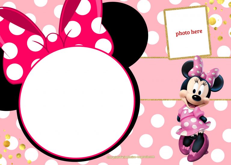 FREE Printable Minnie Mouse Pinky Birthday Invitation Template - Drevio ...