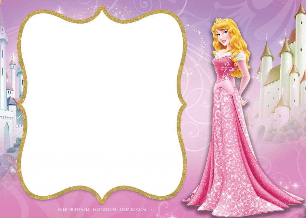 Free Printable Princess Aurora Sleeping Beauty Invitation Templates 